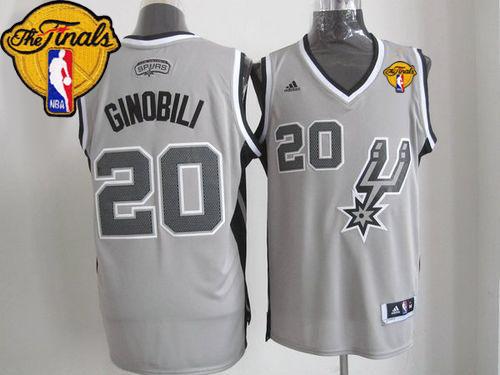 Grey Spurs #20 Manu Ginobili Alternate Finals Patch Stitched NBA Jersey